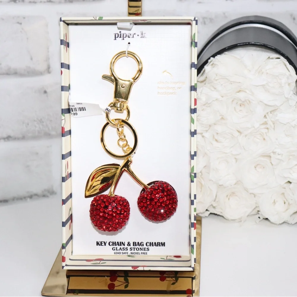 ✨Piper Red Cherry Keychain with Gold Accents✨ - Picture 2 of 6